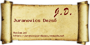 Juranovics Dezső névjegykártya